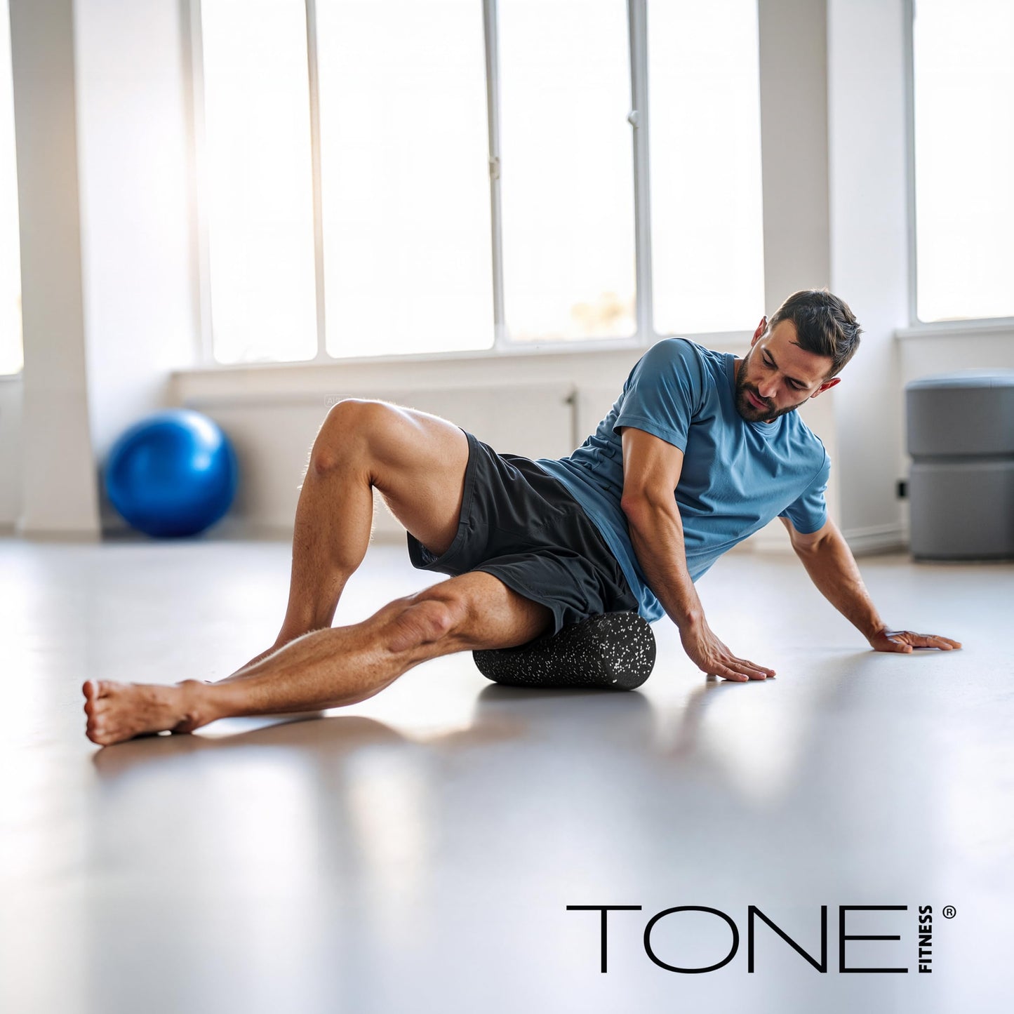 Tone Fitness High Density EPP Foam Exercise Foam Roller for Yoga, Pilates, Stretching, Massage, and Recovery 24 inch Black/White Speckled