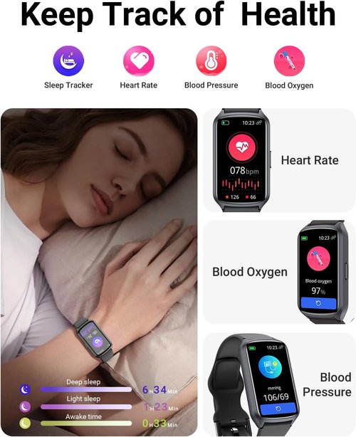 Amzhero Fitness Tracker - 24/7 Heart Rate, Blood Oxygen & Sleep Monitoring | Waterproof Activity Tracker with S & L Bands