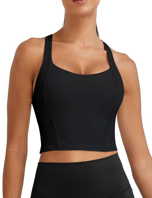 BMJL Womens Workout Tank Tops with Built in Bra Athletic Sports Crisscross Back Summer Going Out Clothing 2025(S,Black)