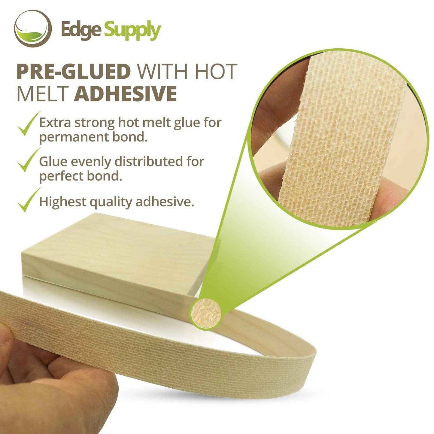 Edge Supply Brand Birch Pre-Finished 7/8" x 250' Roll Preglued, Veneer Edge Banding, Flexible Wood Tape, Easy Application Iron On with Hot Melt Adhesive. Clear UV Laquer Finish Wood Edging.
