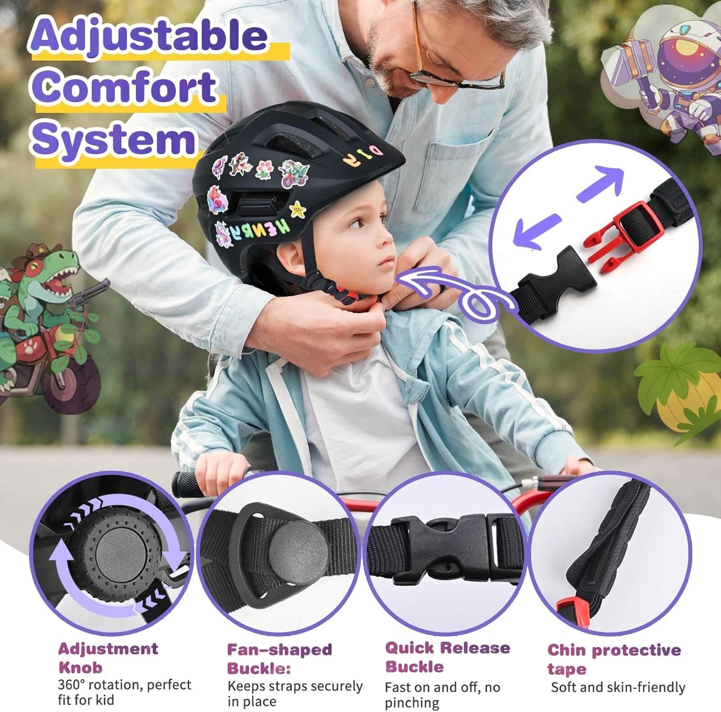 Skiennix Toddler Bike Helmet - Adjustable Lightweight Design for Ages 1-8 | Safe & Comfortable
