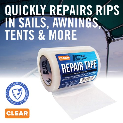 Better Boat Repair Tape - Clear Waterproof Patch Tape for Fabric & Vinyl | 30ft x 3in, Heavy Duty
