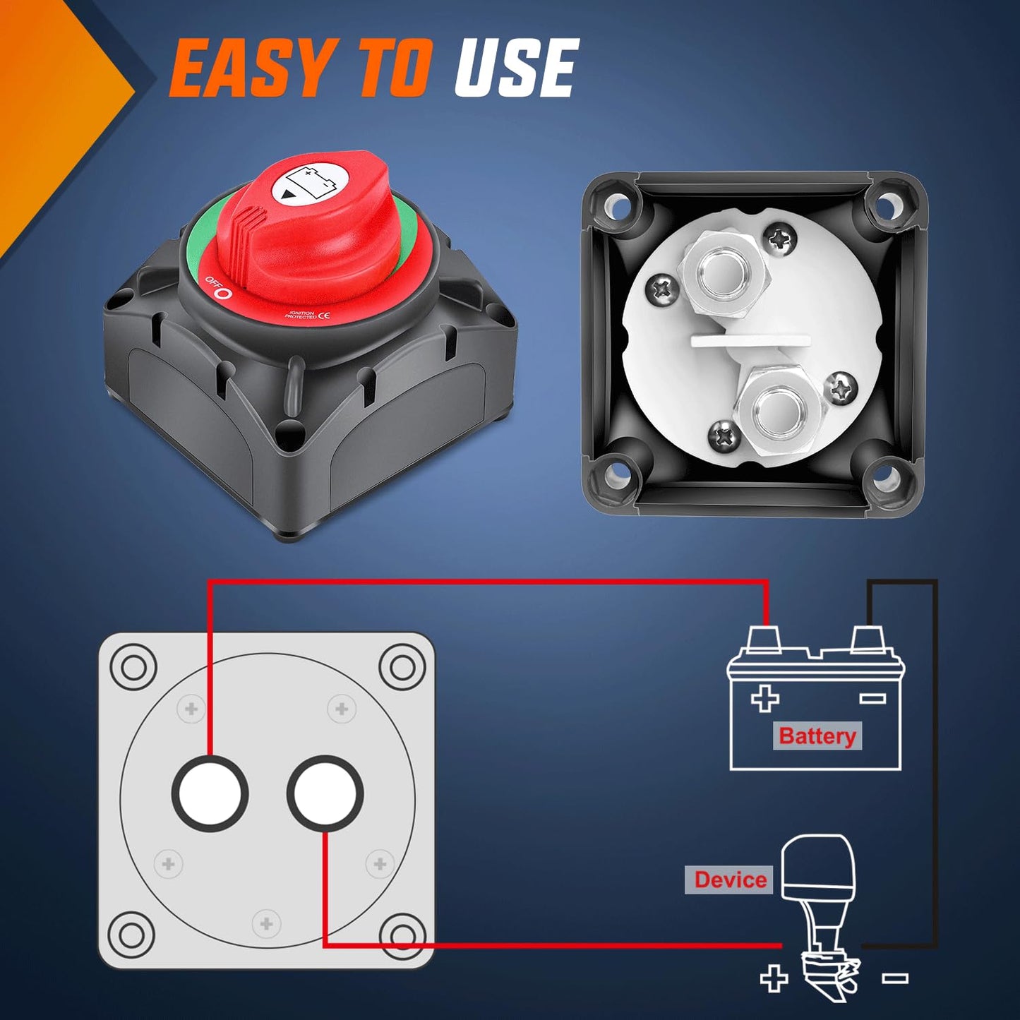Nilight 600A Battery Switch - Heavy Duty 12V/24V/48V Power Cut Master Disconnect for Truck, RV, Marine, Yacht