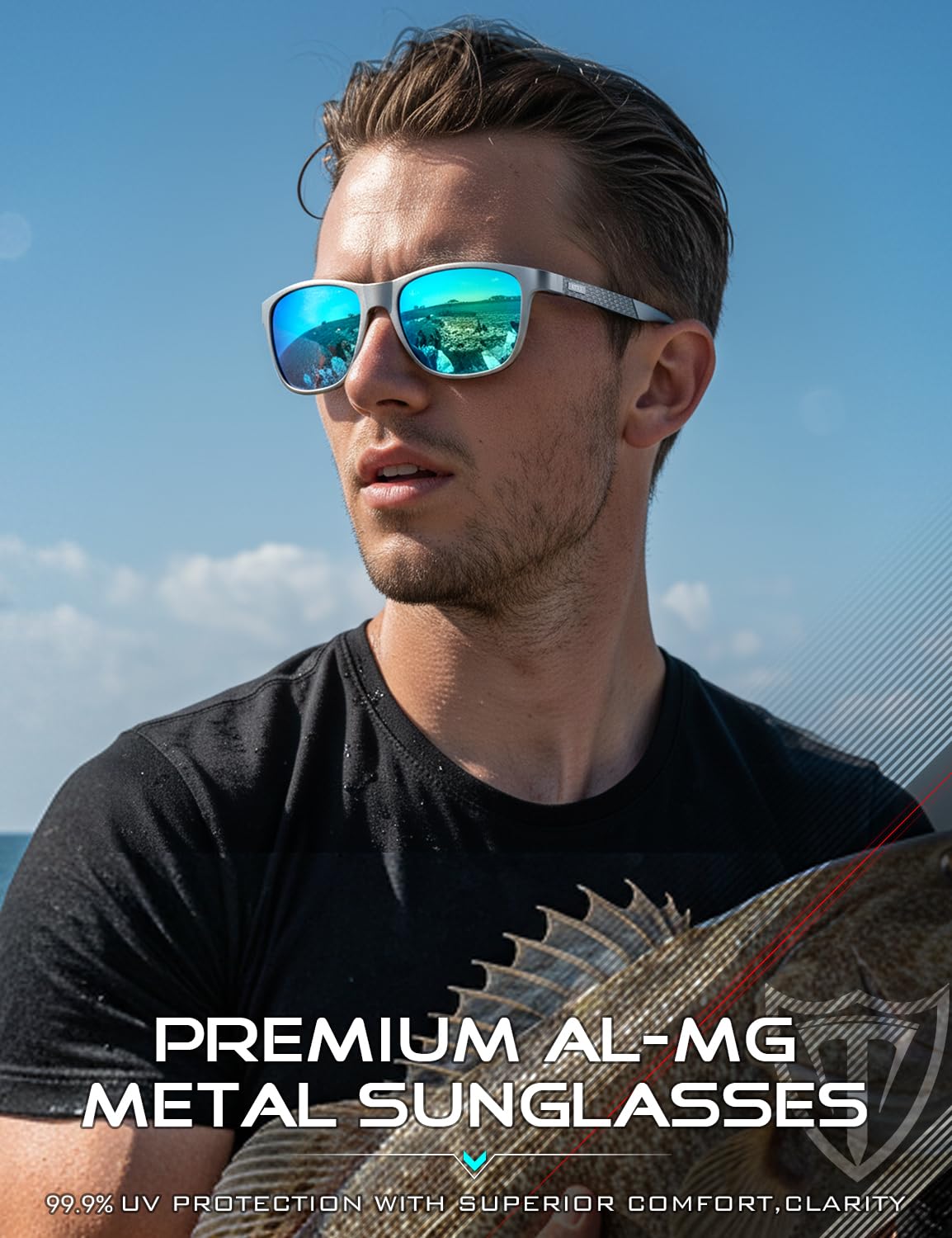 ATTCL Polarized Sunglasses Men for Driving: UV400 Protection Lightweight AL-MG Metal Rectangular Sun glasses Hiking Travel
