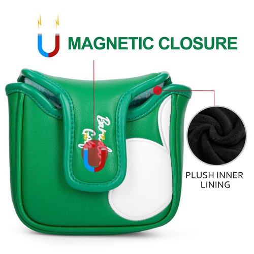 Golf Square Mallet Putter Cover with Magnetic Closure Crocodile with Shamrock Design Mallet Headcover Head Cover fits for Men Golfer