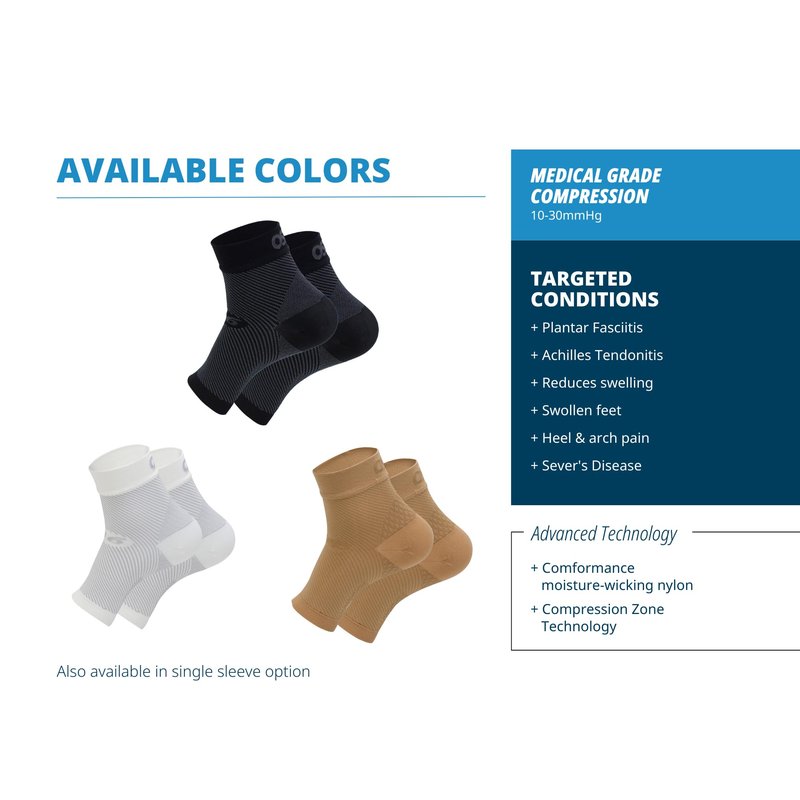 OS1st FS6 Plantar Fasciitis Foot Sleeves (One Pair) for Plantar Fasciitis Pain, Heel and Arch Pain, and Arch Support