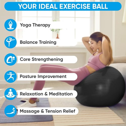 APEXUP Yoga Ball - Anti-Slip Heavy Duty Exercise Ball for Fitness & Core Workout | 5 Sizes Available