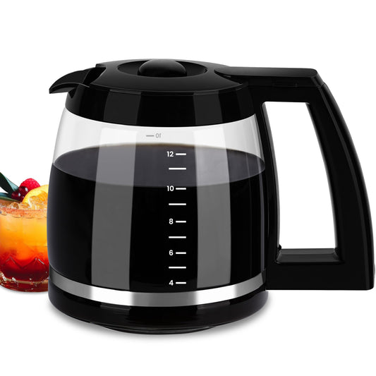 12-Cup Glass Carafe Replacement Compatible With Cuisinart Coffee Maker Models CHW-12, CHW-12P1, DCC-1100BK, DCC-1200, DCC-2650, DGB-550BK, DGB-550BK1, DGB-625BC, DGB-700BC, and SS-12 DCC-1200PRC.
