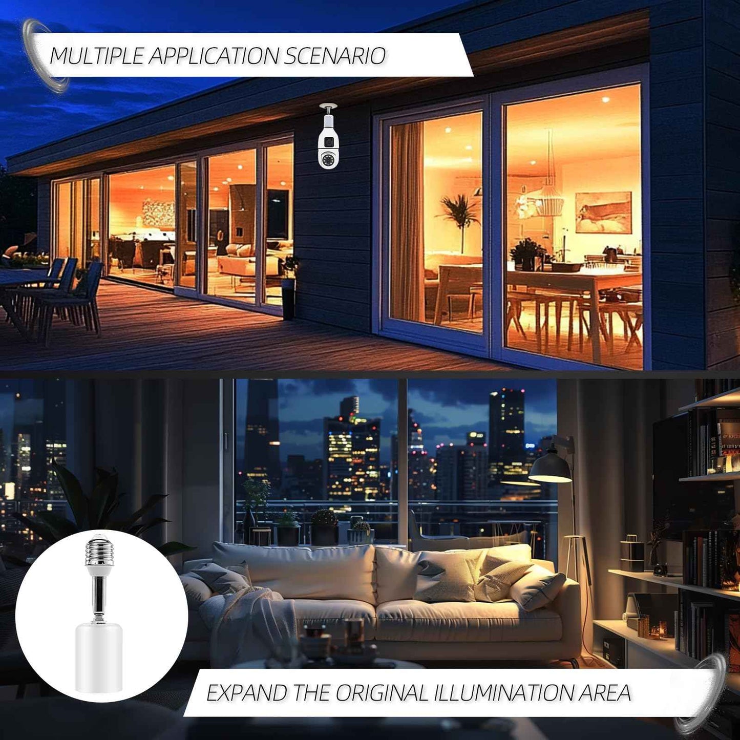 Ceramic E26 Light Bulb Socket Extender - 5.5inch Long - 90 Degree Angle Adjustable- 150W Max and Fire-Resistant - Light Extension for Medium Bulb Socket (2)