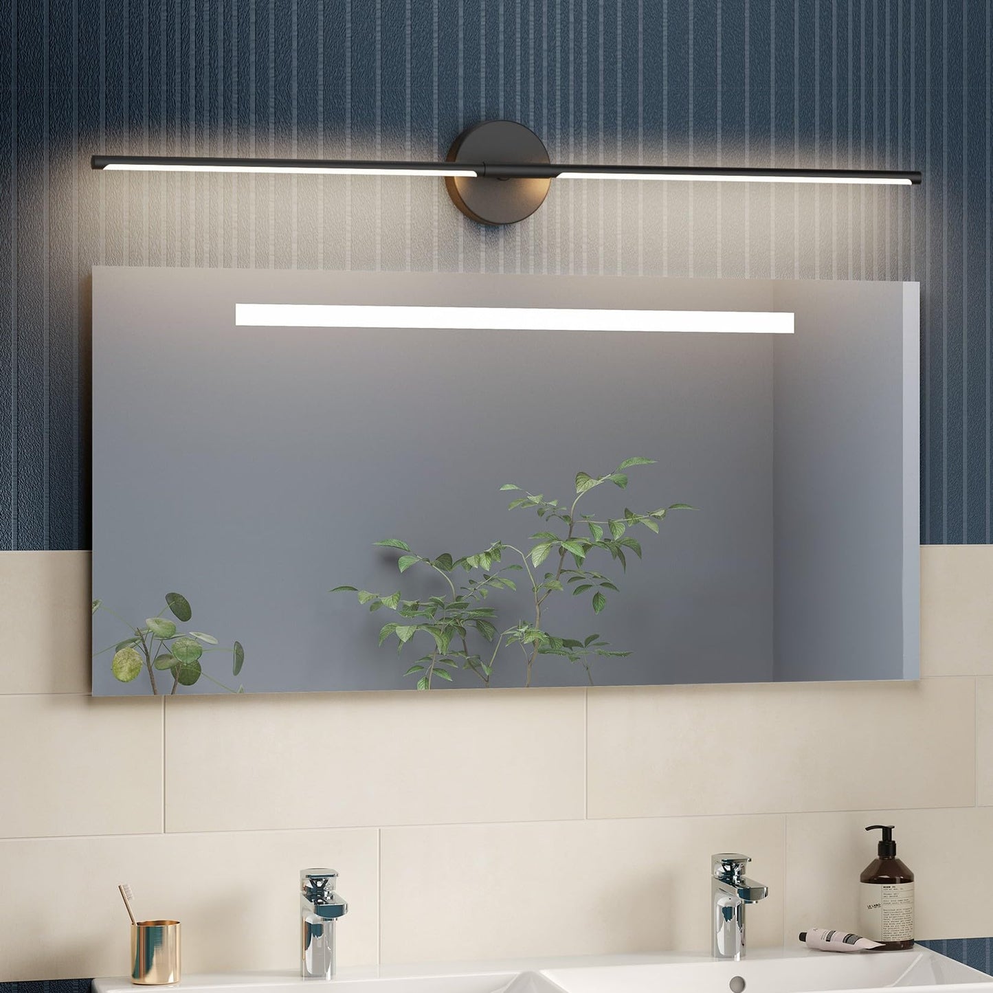 Coinmit Modern Bathroom Vanity Light 40Inch,30W Matte Black Led Bathroom Light Fixture Over Mirror 360° Rotatable 5000K