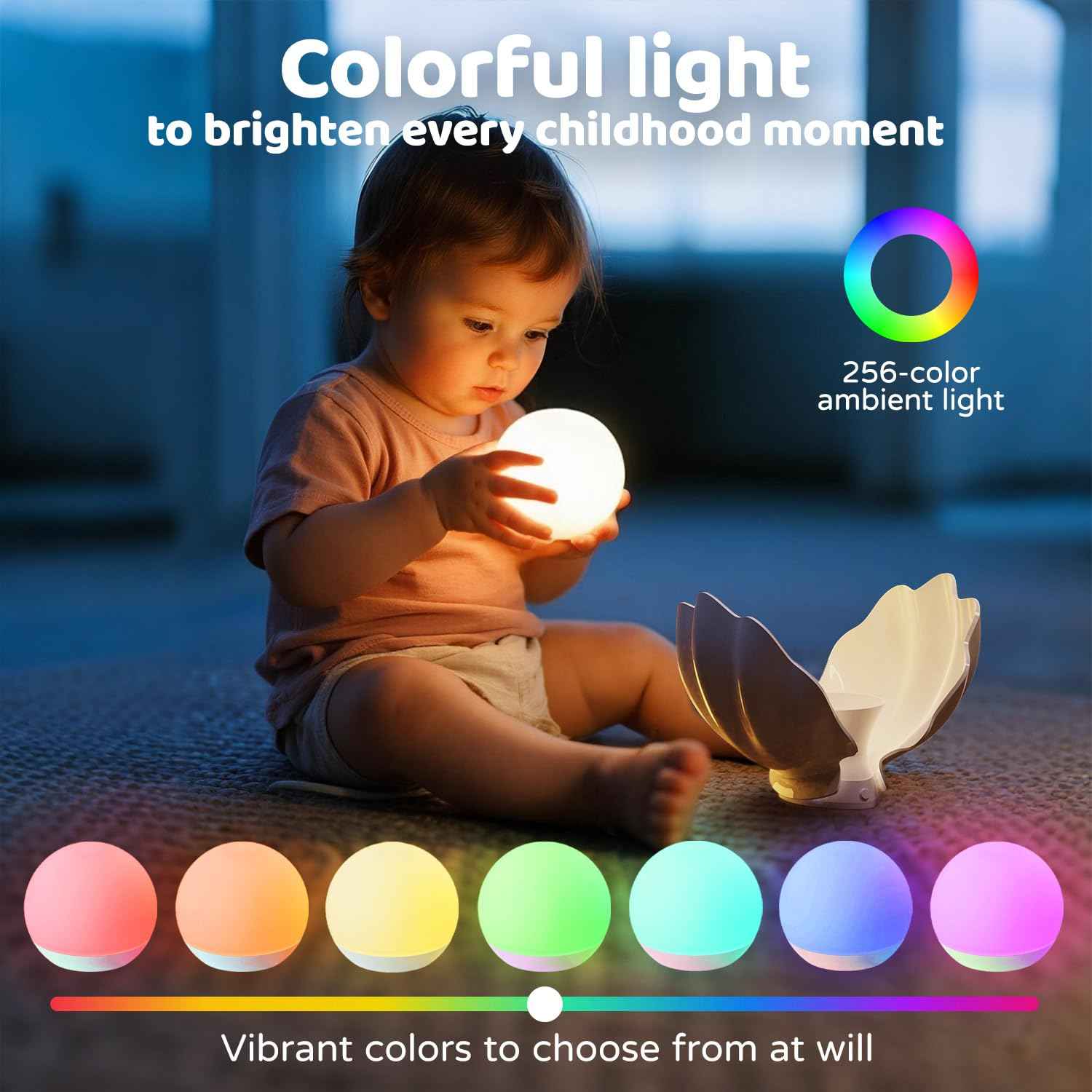 Baby Night Light, Nursery Night Lamp for Breastfeeding, Soft BPA Free Silicone Portable Night Light, 7 Colors Changing & Stepless Dimming, 1h Timer & Touch Control, Rechargeable night light for Kids