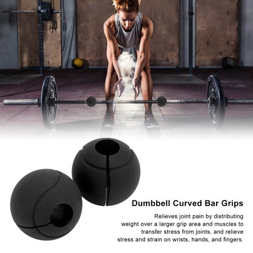 Barbell Grips, Curved Non Slip Silicone Thickened Grip Dumbbell Grips Round Spherical for Arm Muscle Building Fitness Enthusiasts(Black)