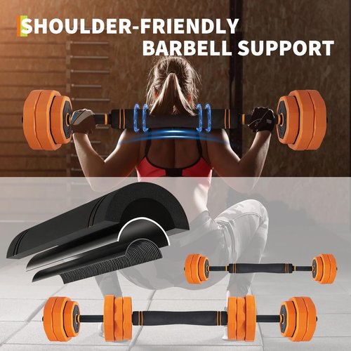 GarveeLife Dumbbell Set Adjustable,44 Lbs 4-In-1 Free Weights with Connector Used As Dumbbells, Barbells, Kettlebells, Push Up Stands，Orange