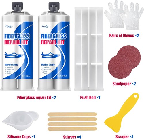 Limino Marine Fiberglass Repair Kit - 100ml Resin Filler for Bathtub, Boat & Kayak Repairs | UV-Resistant Gel Coat