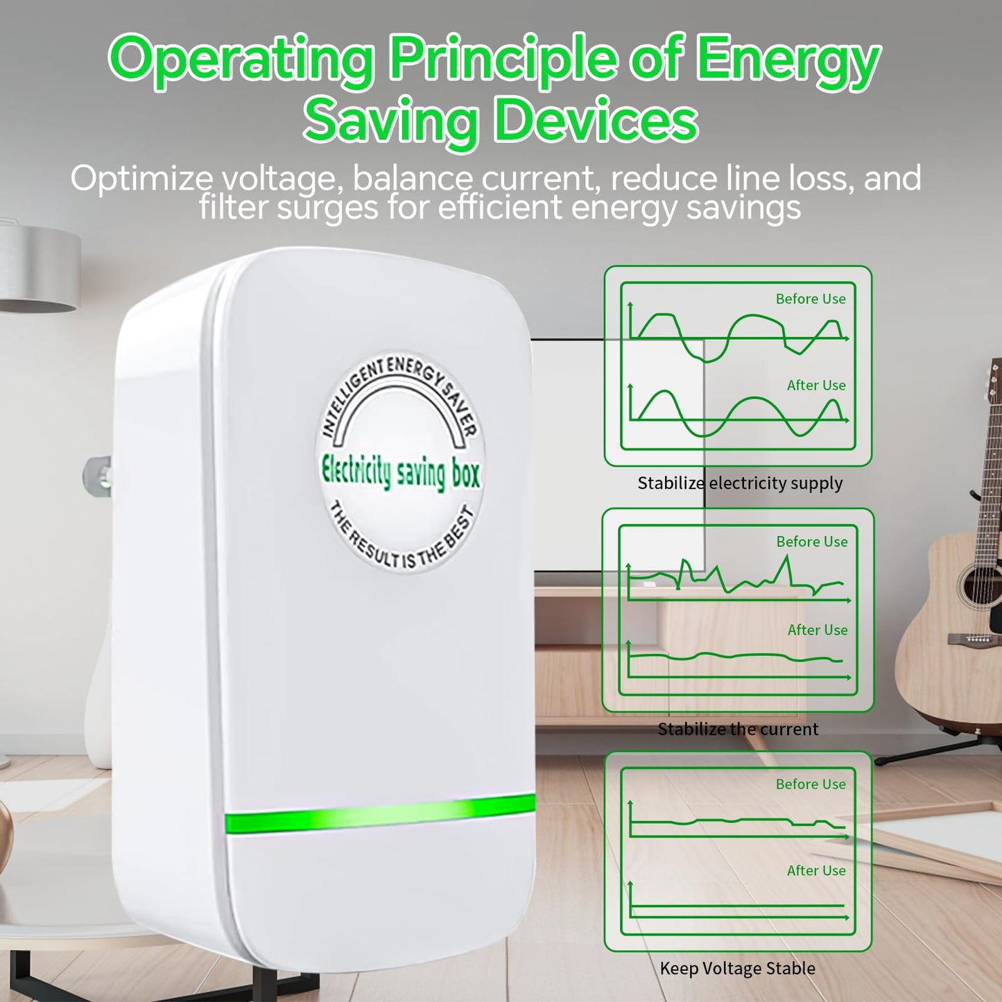 Power Saver Pro, Stop Watt Energy Saving Device, Intelligent Energy Savers Plug in, Electricity Saving Box Voltage Stabilizer for Home Office US Plug 90V-250V 30KW 2Pack