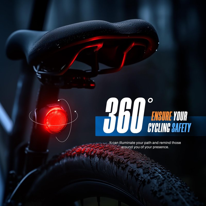 Bike Lights Set 1500LM USB Rechargeable Bicycle Headlight & Tail Light Waterproof 5 Lighting Modes Fits Bicycles for Road and Mountain(Cool Black)