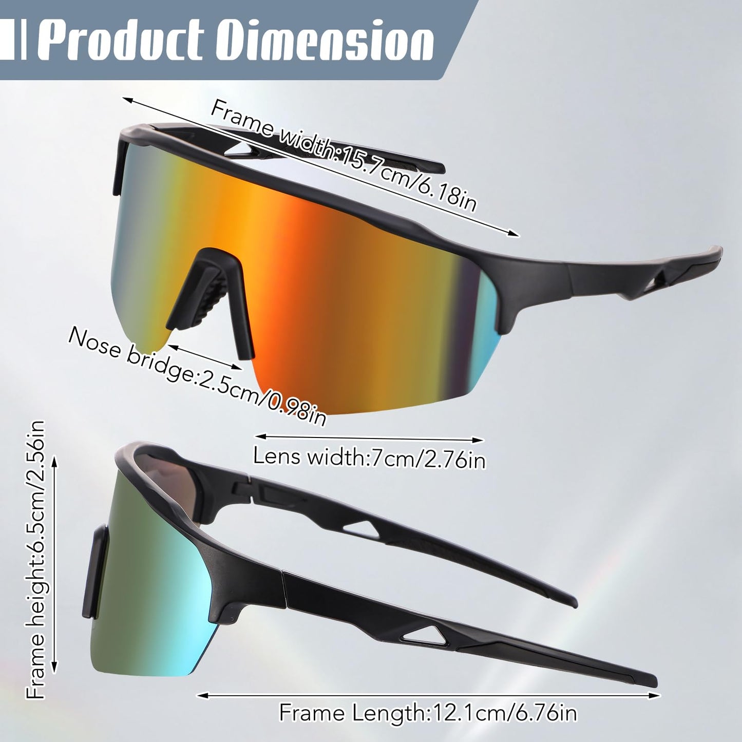 JATEBI 3 Pack Baseball Sunglasses for Men - UV400 Protection Mens Sunglasses Lightweight Wrap Around Sun Glasses for Running, Cycling, Sports, Fishing