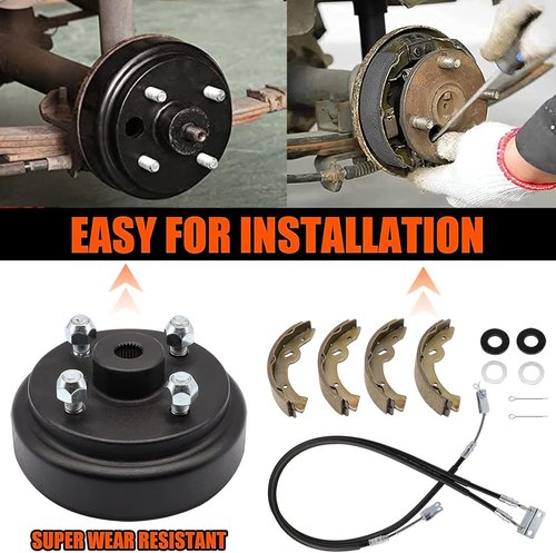 CLUBRALLY Golf Cart Deluxe Brake Maintenance Kit, Brake Drum/Hub, Brake Cables & Brake Shoes, Fits 1996-2008 Electric EZGO TXT, OEM#19186-G1, 70969G03, 70794-G01