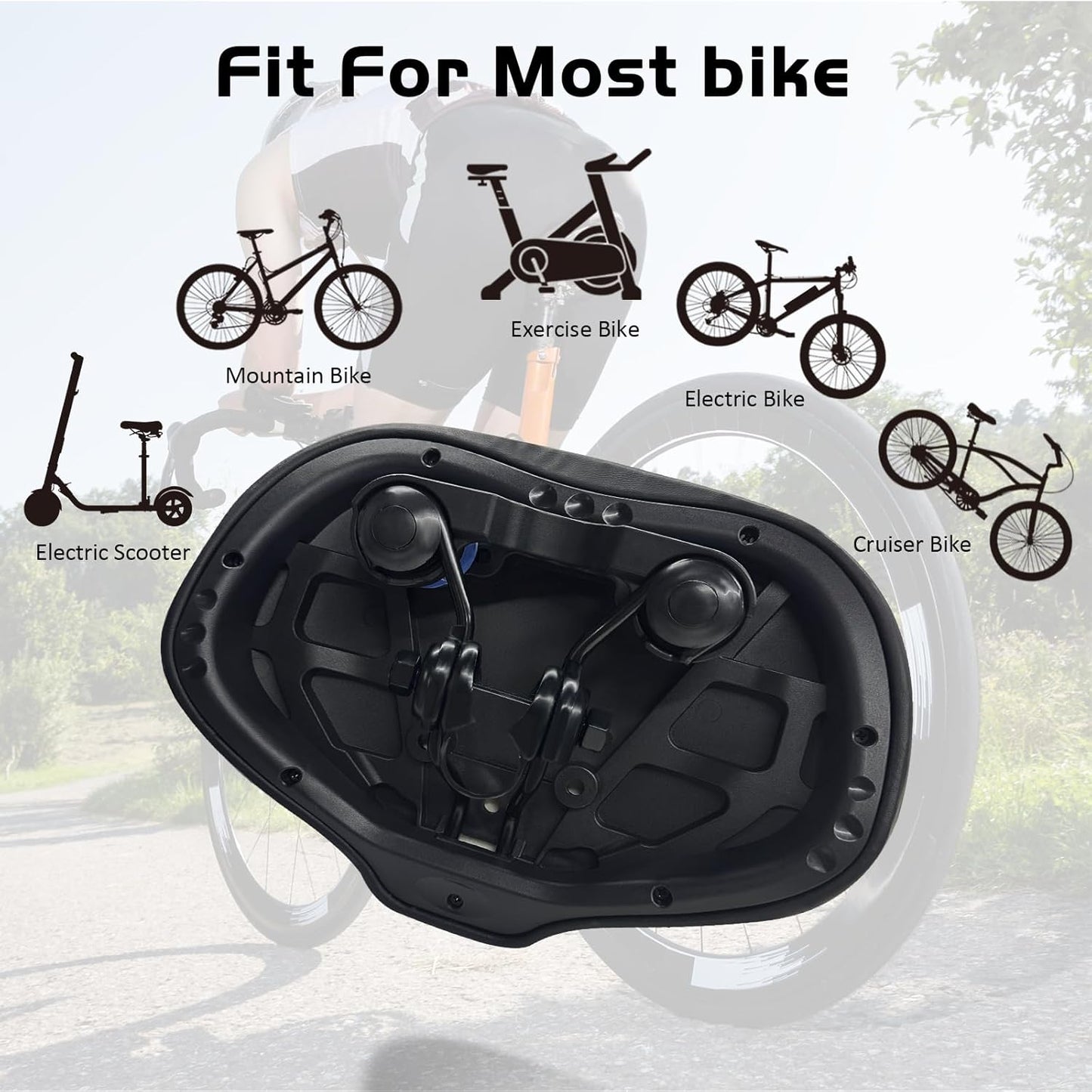 Noseless Bike Seat Cushion - Extra Padding for Men & Women | Oversized Comfortable Saddle for Peloton & Electric Bikes