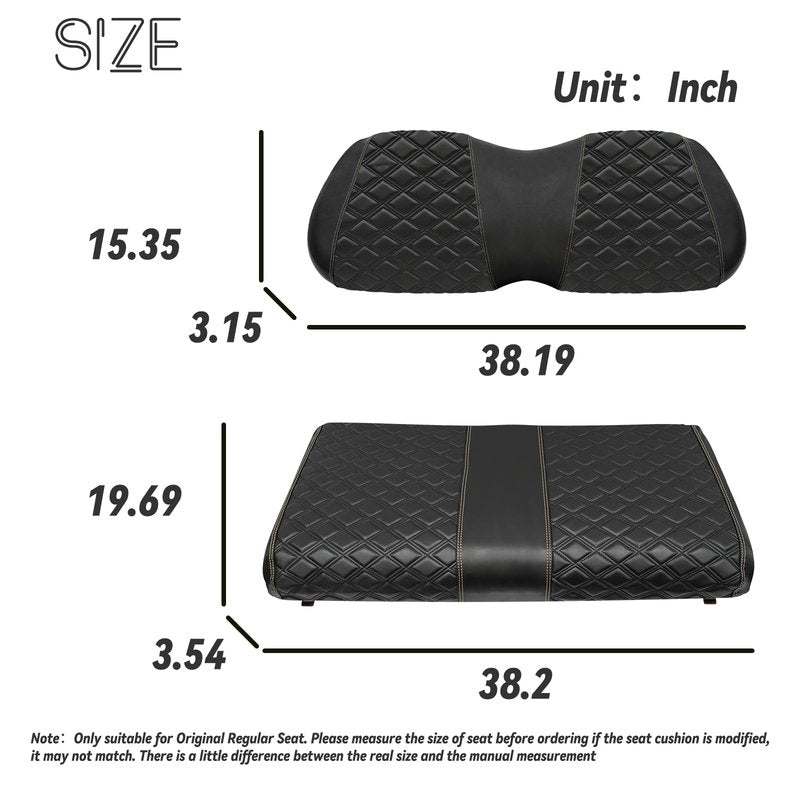 SAMXOMAP Golf Cart Seat Covers for Club Car Precedent/Onward/Tempo 2004+ Front OEM Universal Seat Cushion, Marine Grade Vinyl Leather Club Car Seat Covers/Easy to Install-Black (2PCS)