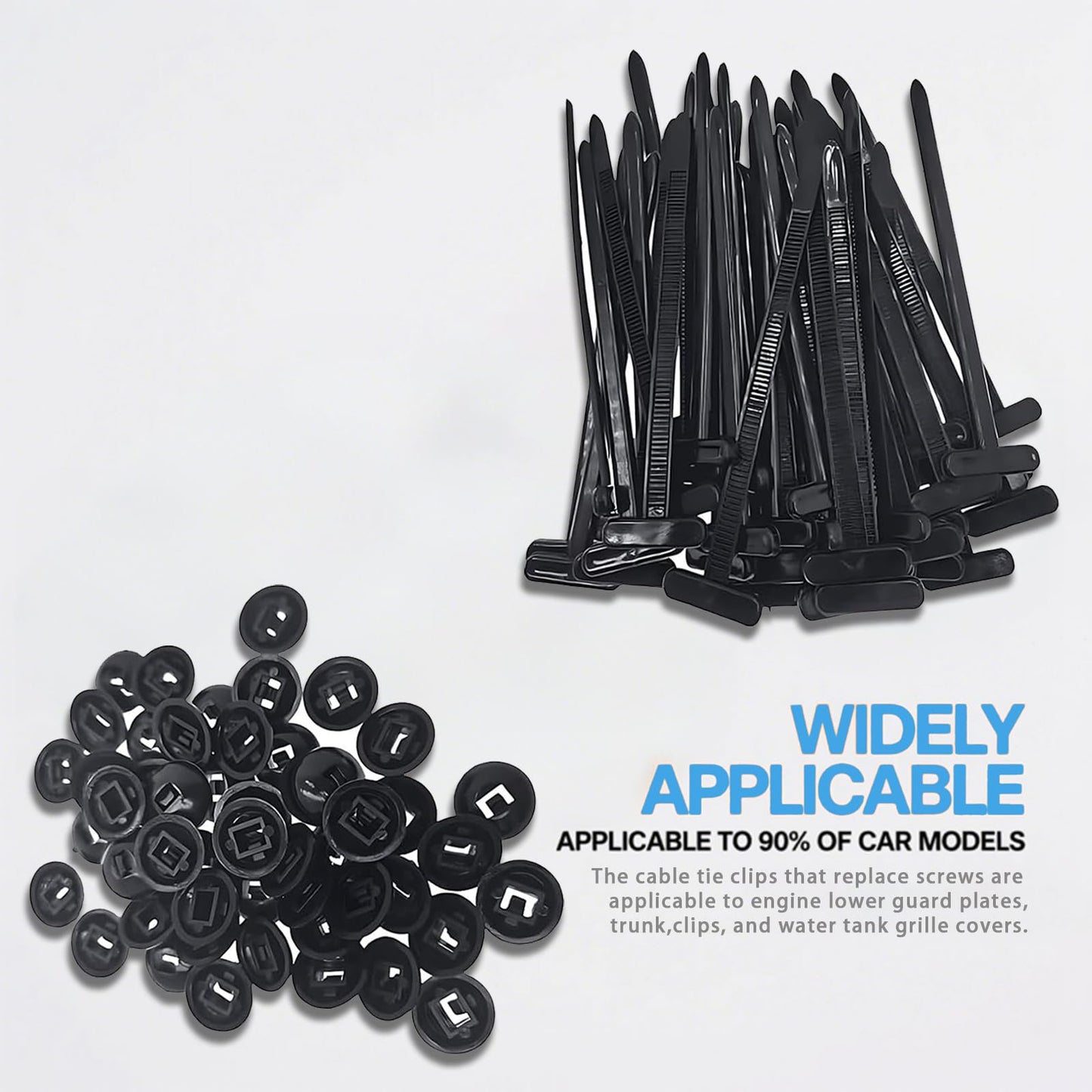 GROTOLY 100pcs Nylon Universal Cable Tie Buckle,2025 Heavy Duty Self-Locking Nylon Zip Ties Holder,Multipurpose Plastic Cable Ties Tool for Car Daily Fix