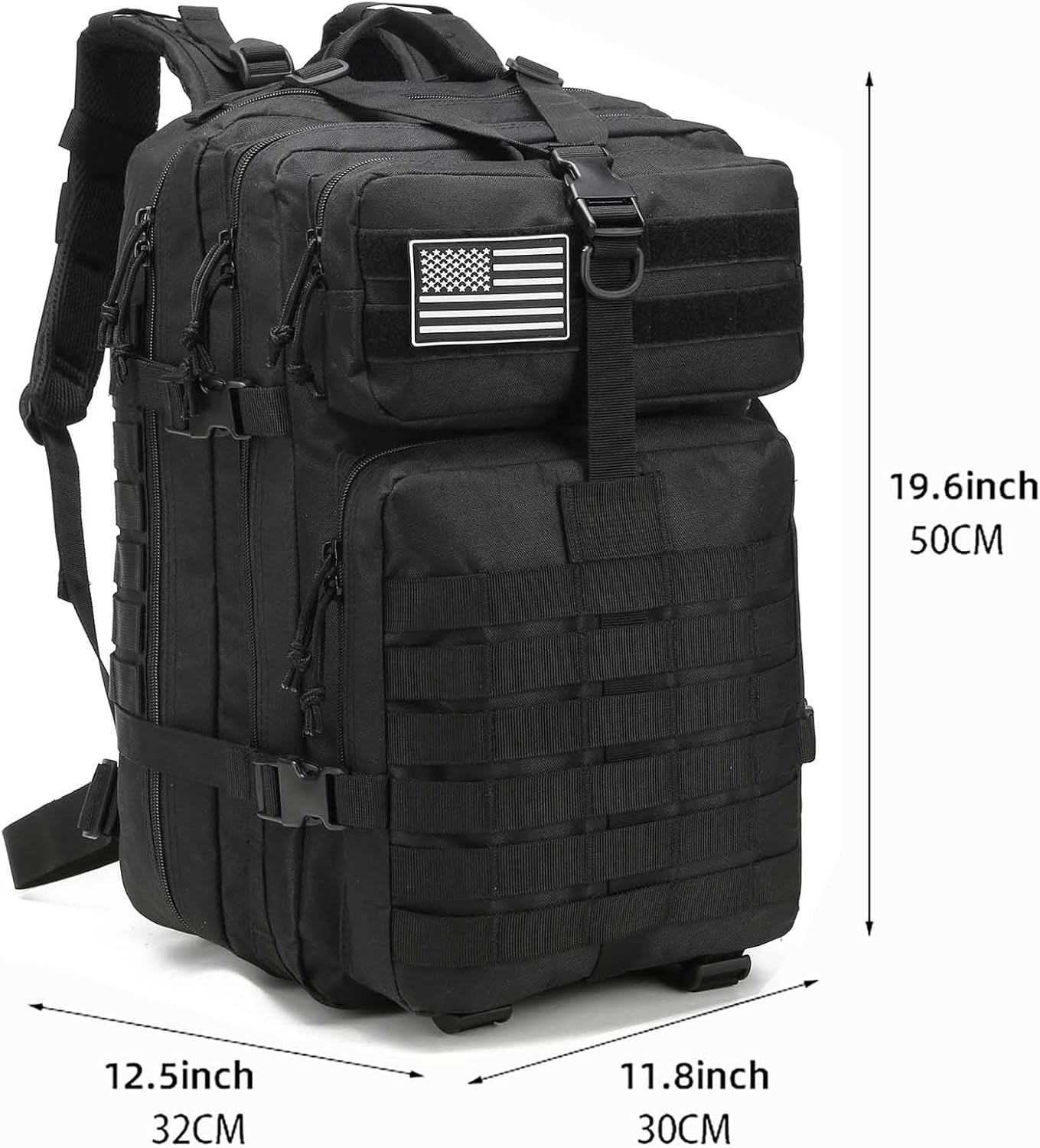 Skiennix Tactical Backpack - 45L Military Gym Bag | Large 3-Day Assault Pack for Camping & Rucking (Black)