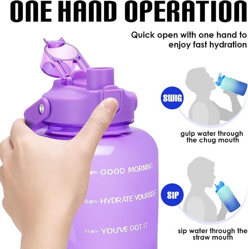 HydroPal 1 Gallon Water Bottle - BPA-Free Gym Jug with 2-in-1 Lid & Motivational Time Markers | 128 oz