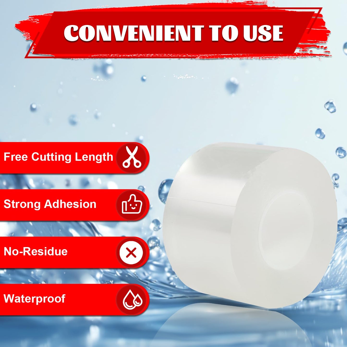 Sunroda Window Sealing Tape 2 Inch x 33 Ft Transparent Window Insulation Waterproof Nano Draft Isolation Tape for Window and Bathroom Shower Glass Side Gaps