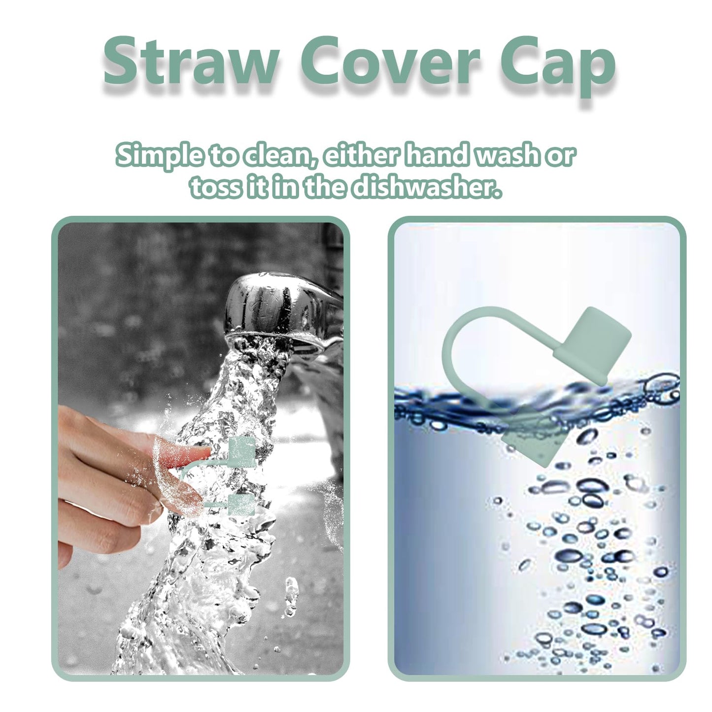GGDECA 7Pcs Straw Cover Cap for Stanley Cup,Simple 10mm(0.4inch) Silicone Straw Toppers for Stanley 40&30oz Tumbler Accessories-Green