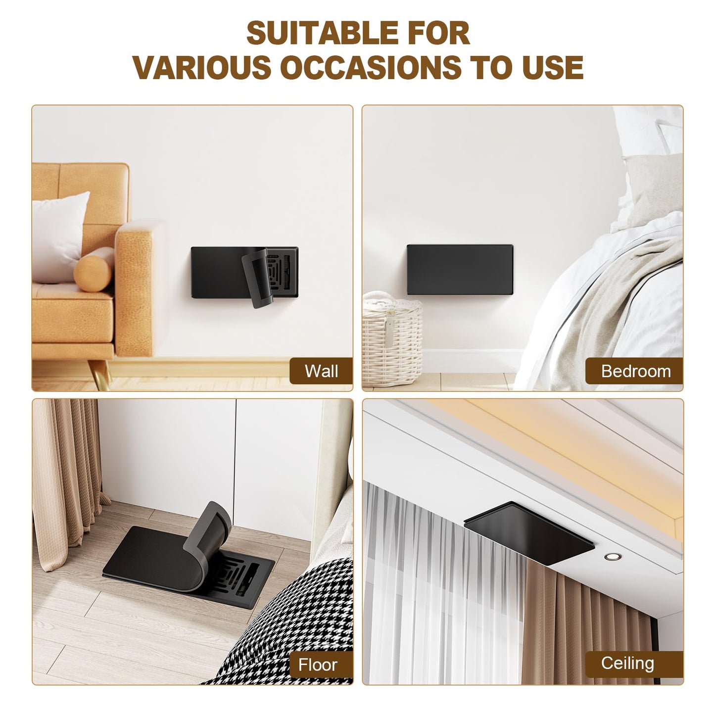 Magnetic Vent Covers 3 Pack, for Complete Sealing of Residential Standard Floor Vent Covers 5.5" X 12" for Floor Wall and Ceiling Vent Covers RV Residential HVAC and Air Conditioning Vents Black