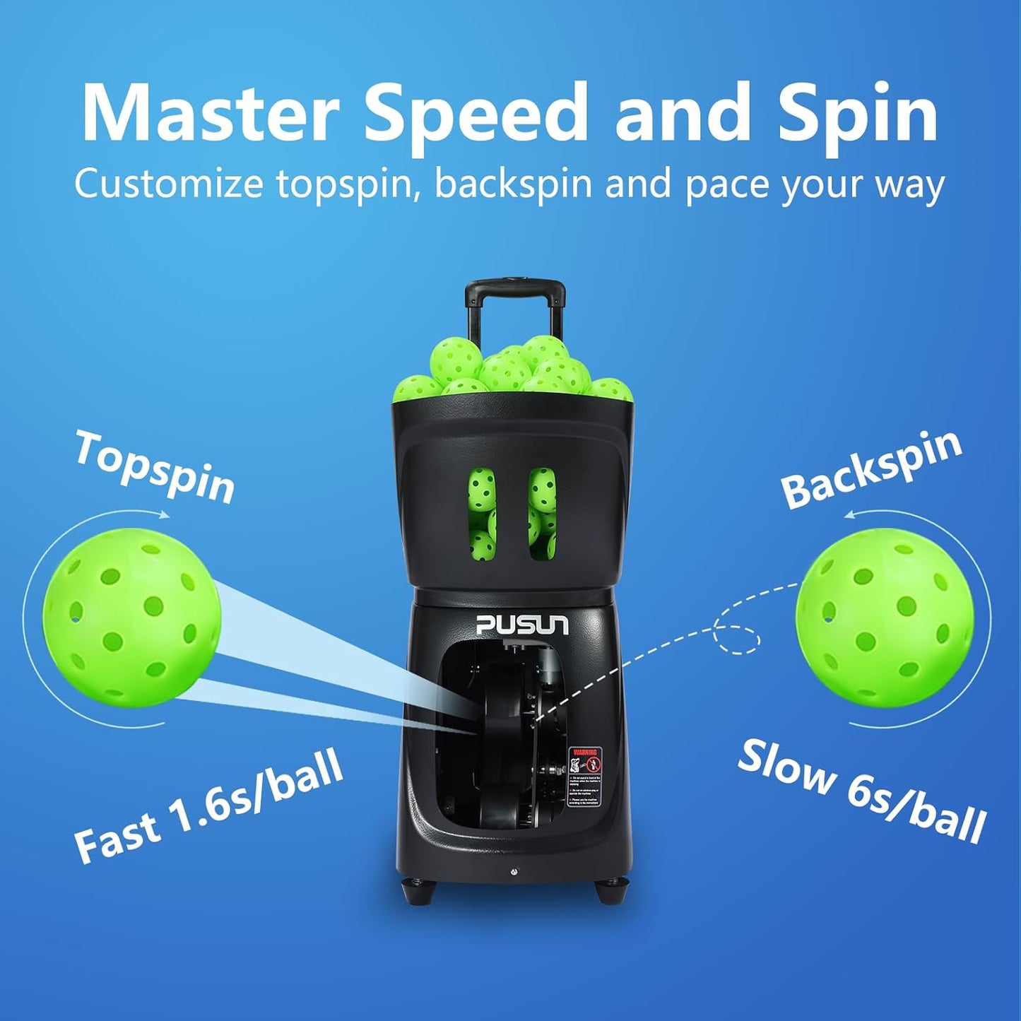 PP-Smart Pro Pickleball Machine - Portable 100+ Ball Launcher with App & Remote, 10 Modes, 20-70 mph