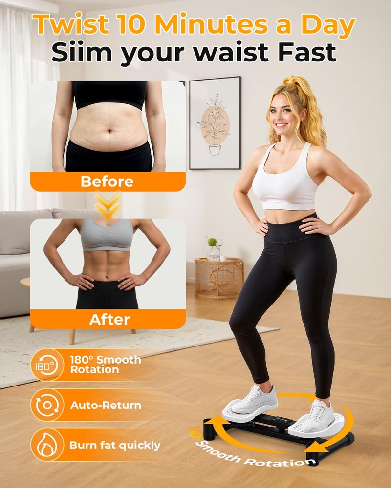 OWLSKY Waist Twister Machine Exercise, Ab Twist Board with 330 lbs Weight Capacity, Abs Workout, 20dB Home Gym Equipment for Women Men (Black)