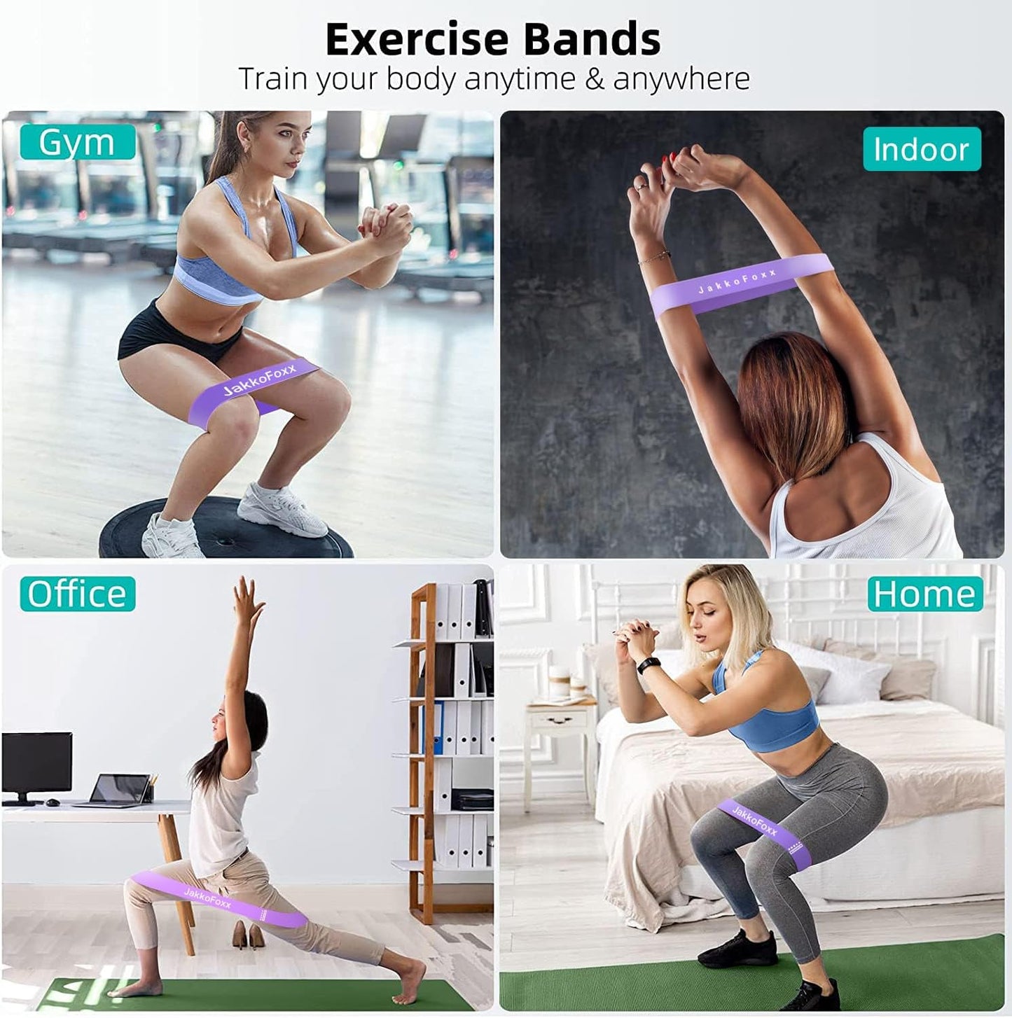 Resistance Loop Exercise Bands - Set of 5 for Home Fitness, Stretching & Strength Training