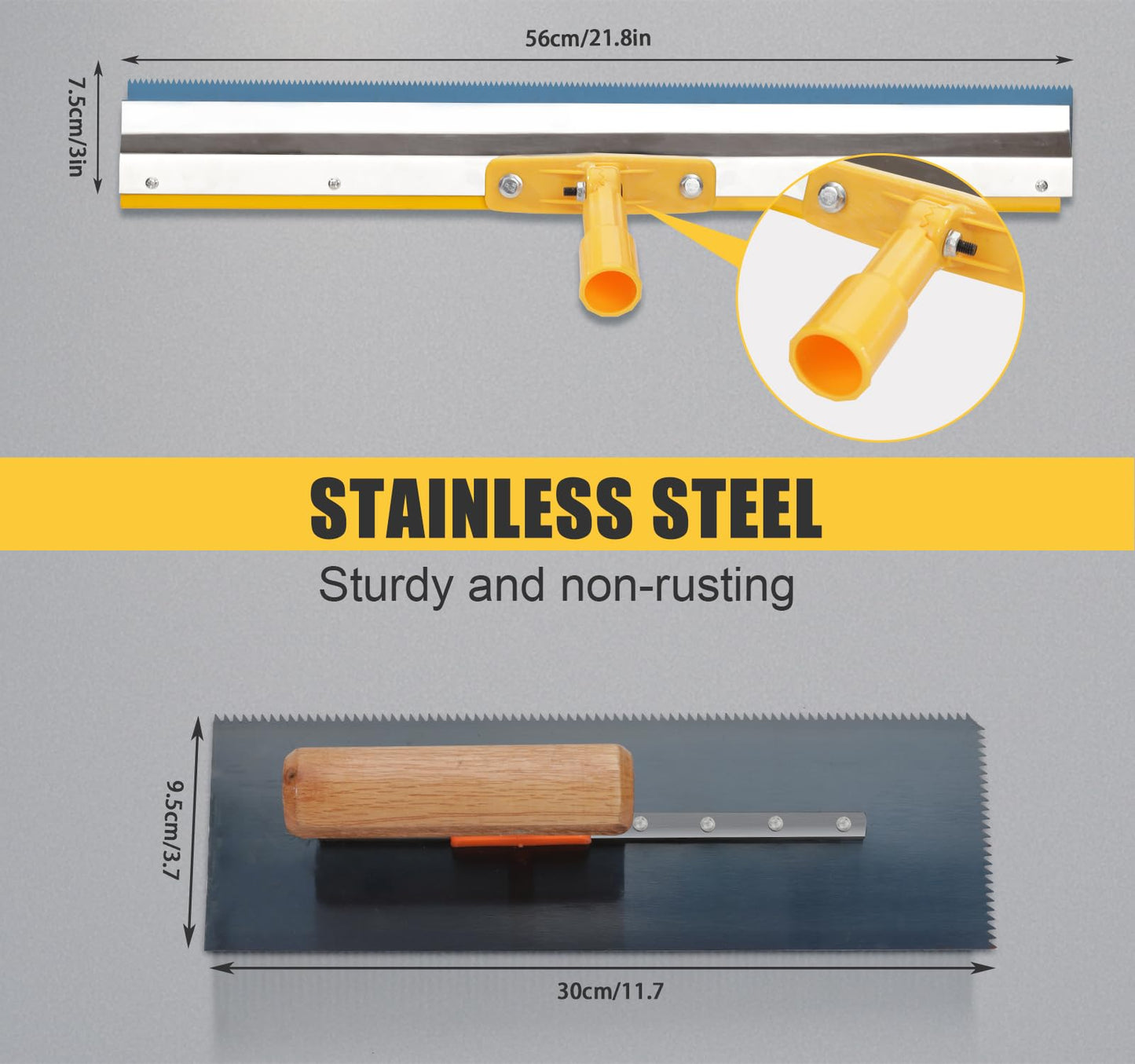 aienvh Self Levelling Cement Tool Kit, Adjustable Extension Pole, Floor Roller, Nailer Shoe, Epoxy Floor Tool, Stainless Steel Trowel, Self Levelling Rake, Cement Self Levelling Concrete Tool Kit