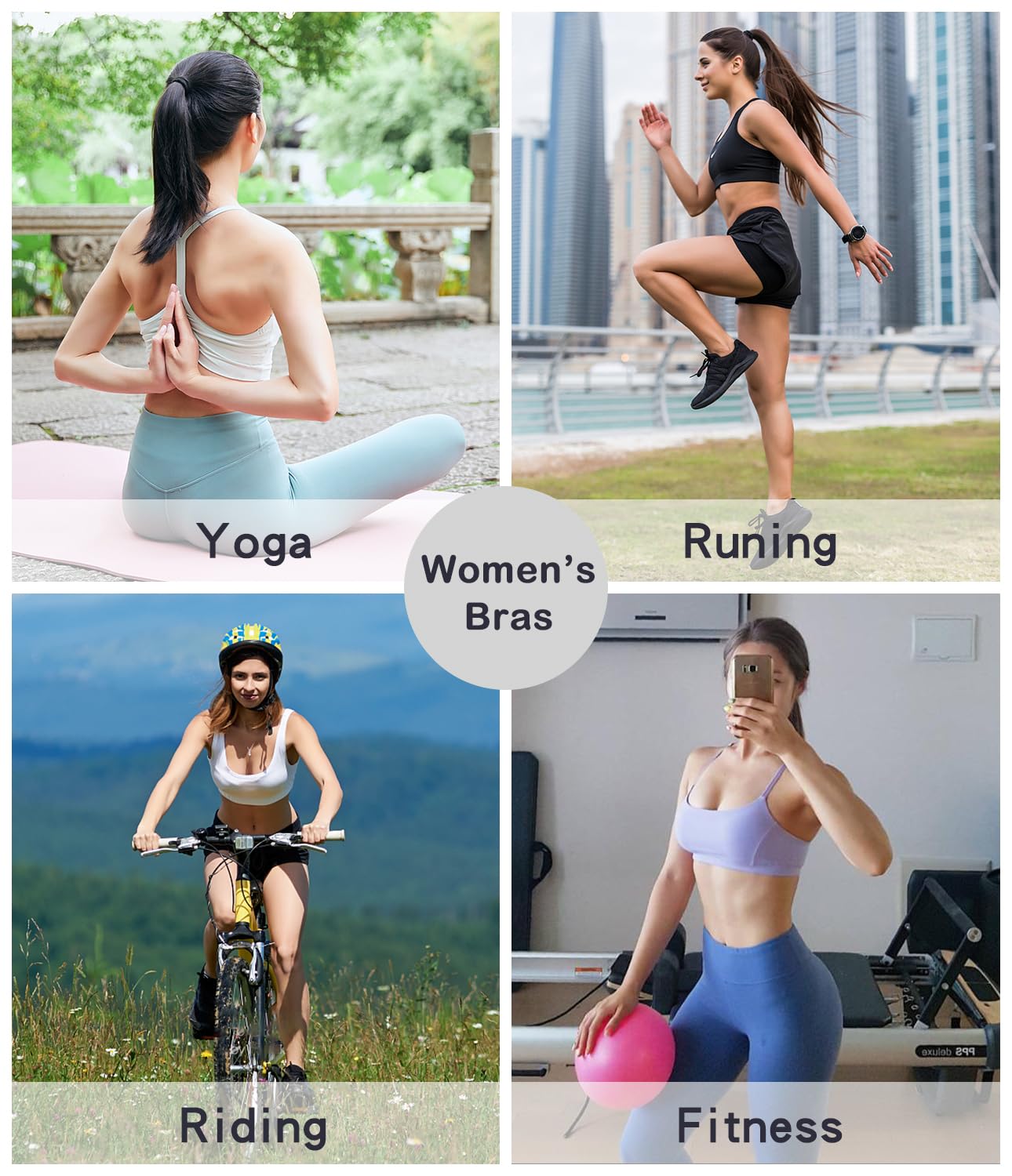 Y Back Sports Bra for Women Low Impact Racerback Workout Bras Sexy Thin Straps Yoga Sport Bras with Removable Pads(Beige-M)