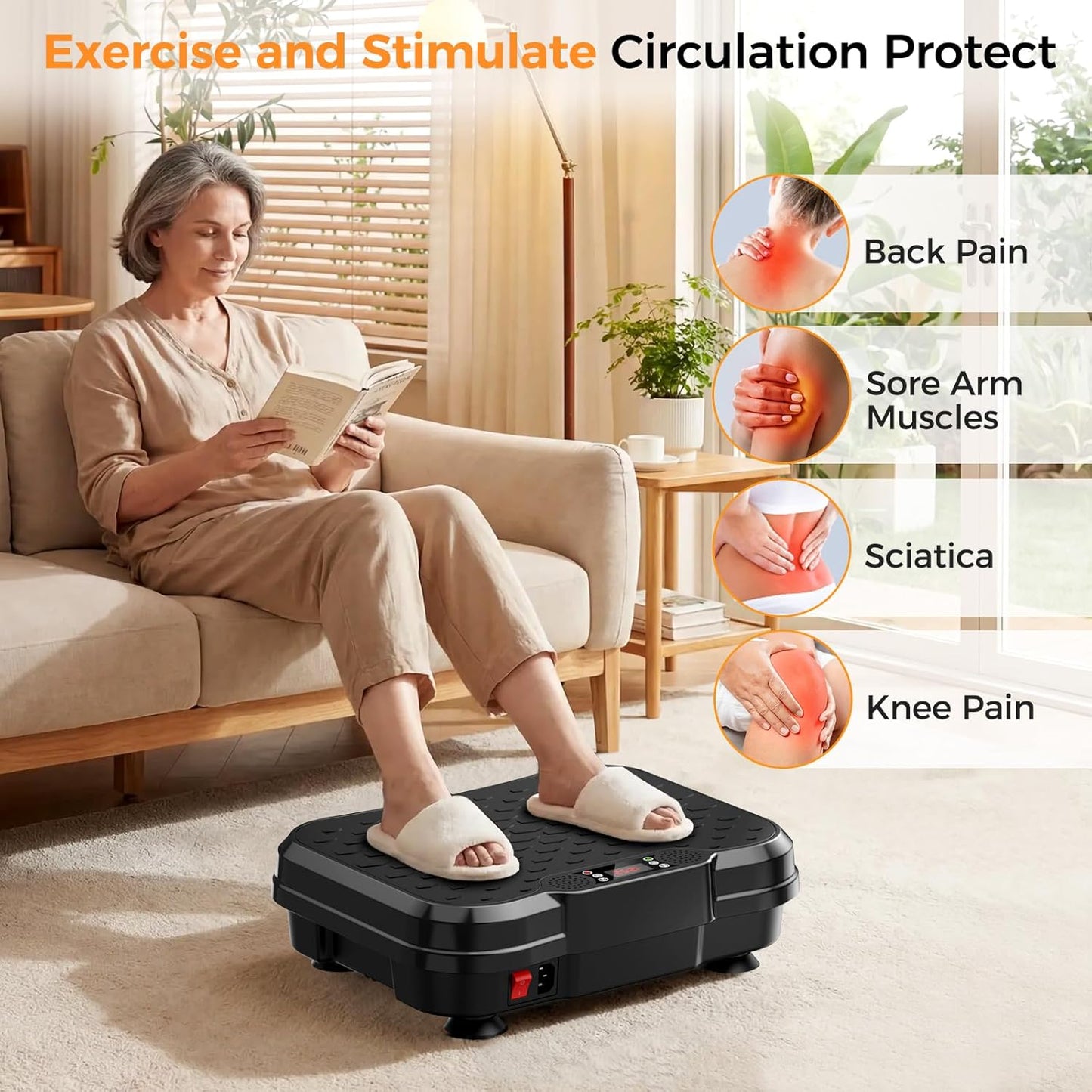Skiennix Vibration Plate Exercise Machine - Lymphatic Drainage & Weight Loss | 400 Lbs Capacity Full Body Workout