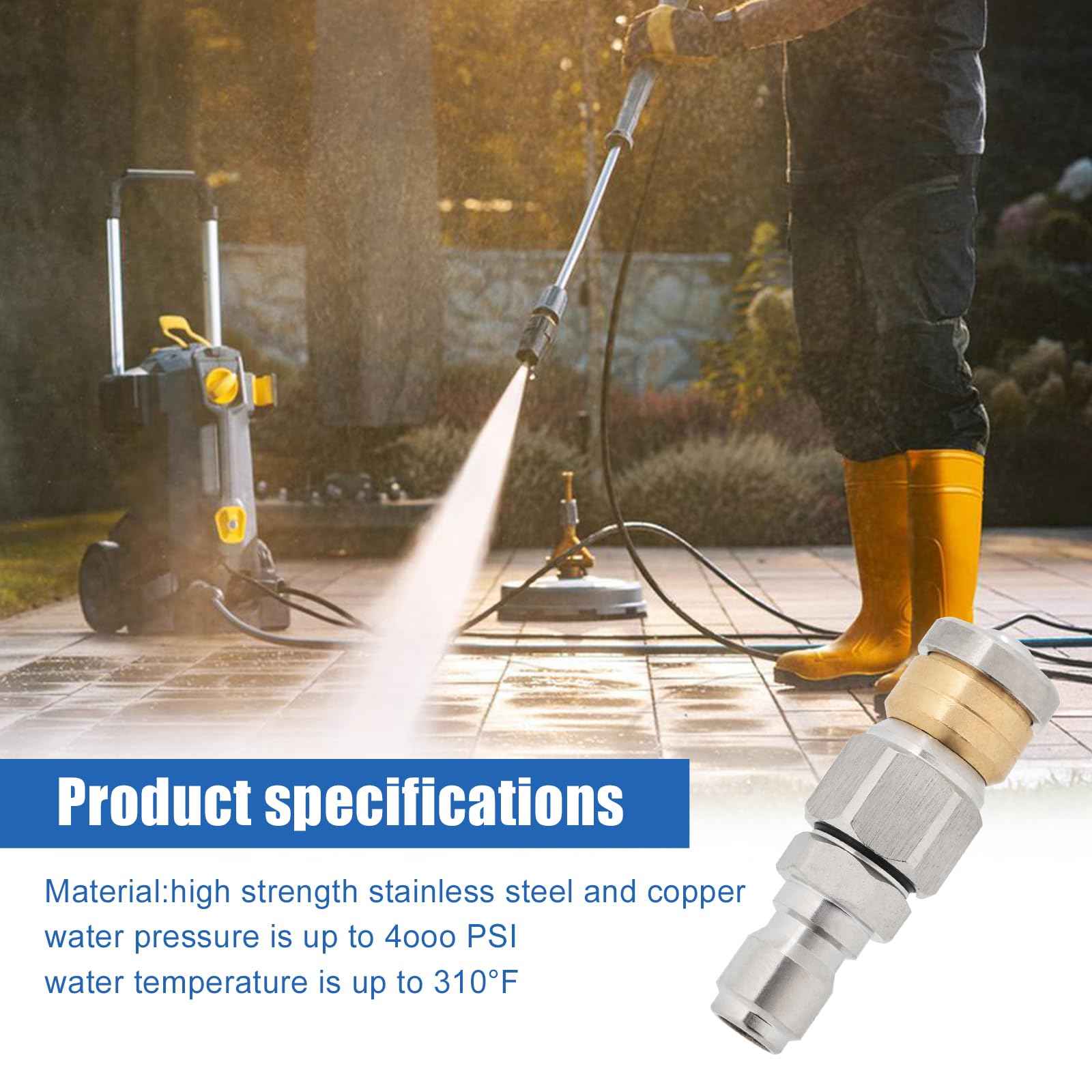 10pcs Sewer Jetter Nozzle Kit Stainless Steel, Pressure Washer Sewer Jetter Nozzle, 1/4" & 3/8" NPT Quick Connectors, 5000 PSI