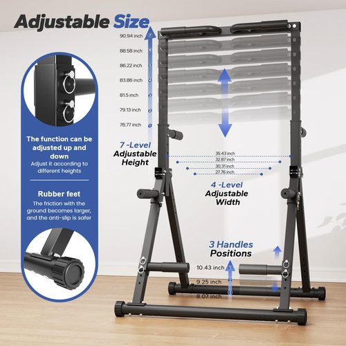 Foldable Pull Up Bar Free Standing, Strength Training Pull-up Bars Adjustable Pull Up Station, Power Tower Pull Up Bar MultiFunction Pull Up Dip Station Workout Equipment For Home Gym Support 480 LBS