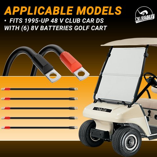 CLUBRALLY Golf Cart Battery Cable Set, 48 Volt 4 Gauge Club Car Battery Cables, Fits for Club Car DS 1995-Up Golf Carts