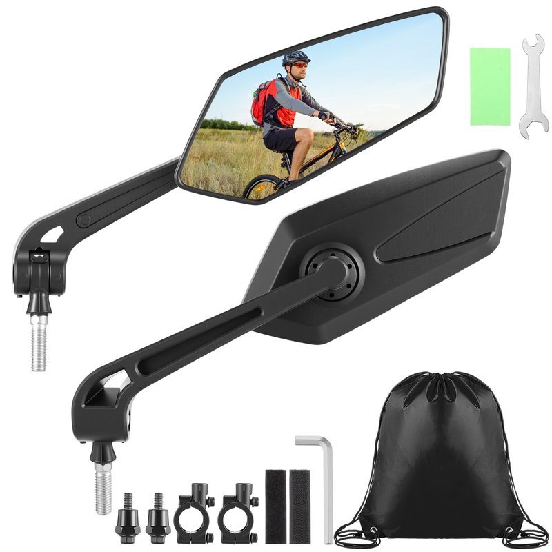 Hestya 2 Pack Bike Mirrors 360° Adjustable Rotatable Bike Handlebar Rear View Mirror Safety Bicycle Rearview Glass with Universal Fit Accessories for Motorcycle Handlebars