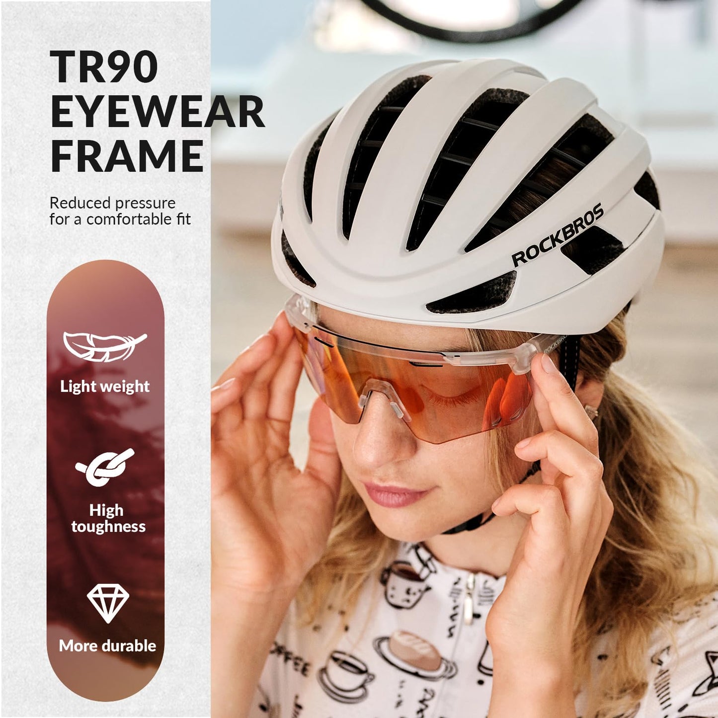 ROCKBROS Cycling Glasses, Photochromic Sports Sunglasses for Men Woman, UV Protection Biking Sunglasses