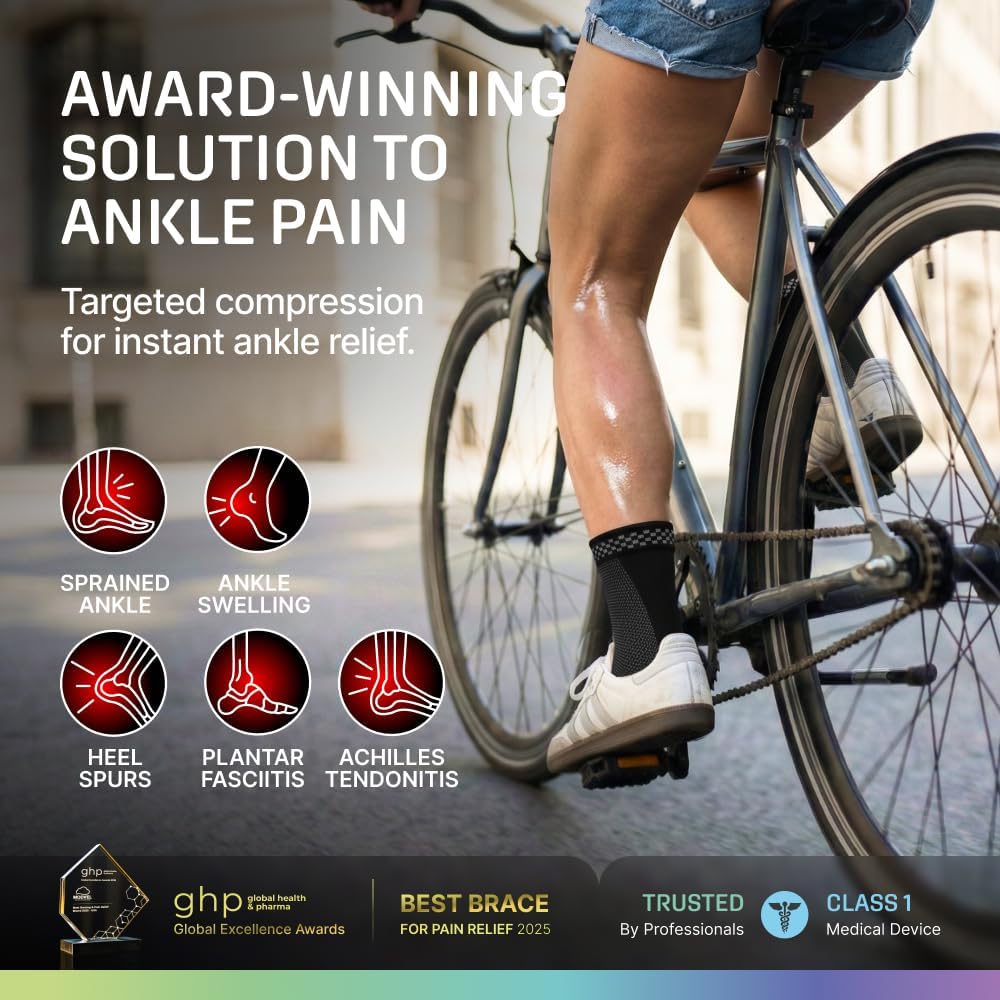 Modvel Ankle Brace - Compression Sleeve for Sprains & Tendonitis Relief | Unisex Support for Running, Basketball, Soccer