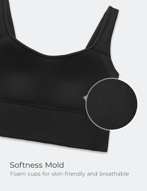 CRZ YOGA Softness Mold Butterluxe Longline Sports Bras for Women - Molded Cup V Neck Yoga Clothes Workout Crop Tank Top Black Large