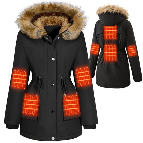 HEEKPEK Women's Heated Jacket with 6-Zone Heating | 12V Fast Charge & 18400mAh Large Capacity Battery
