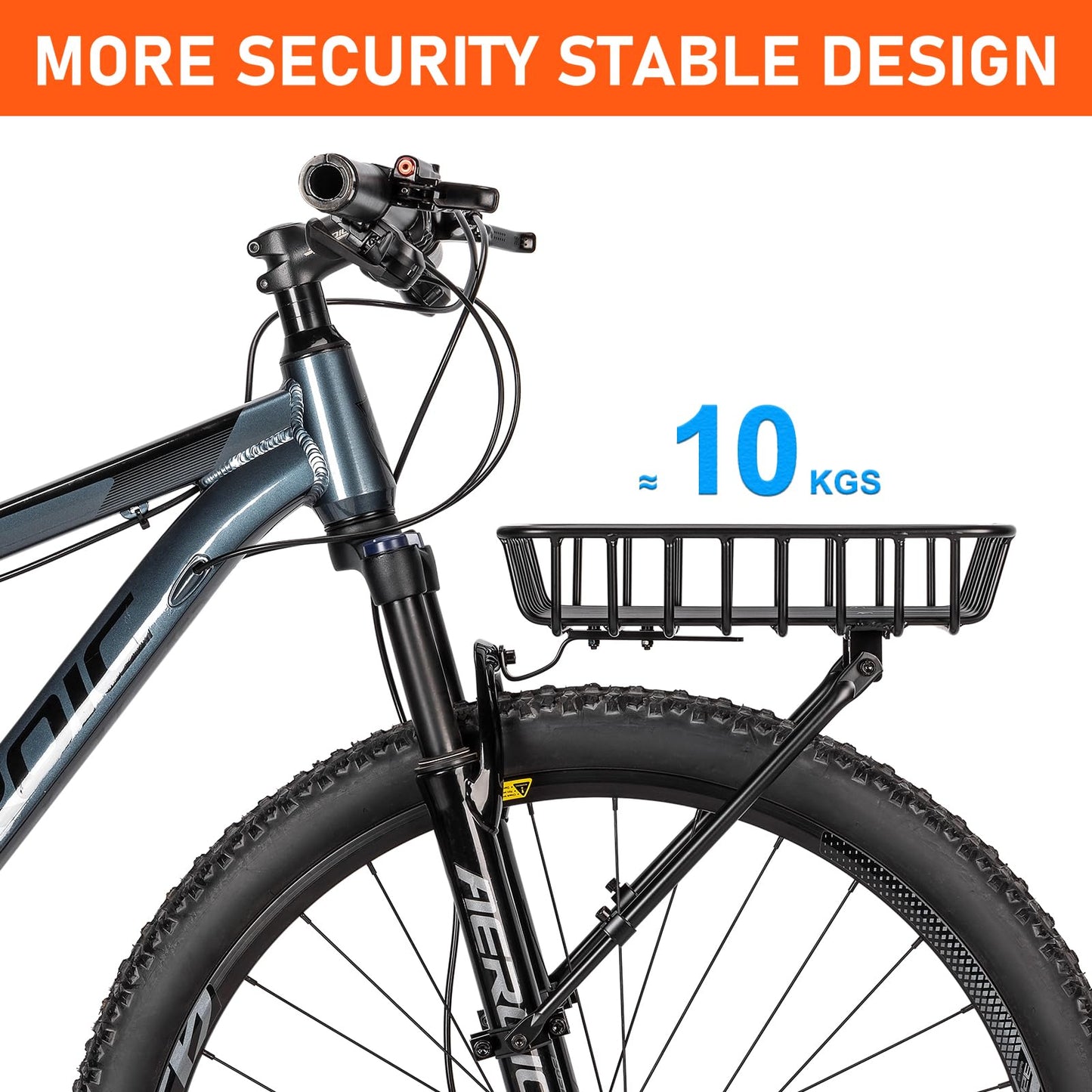 CXWXC Bike Basket Rack - Large Front Bicycle Basket with Struts - Front Mount Aluminium Bike Basket Large Capacity