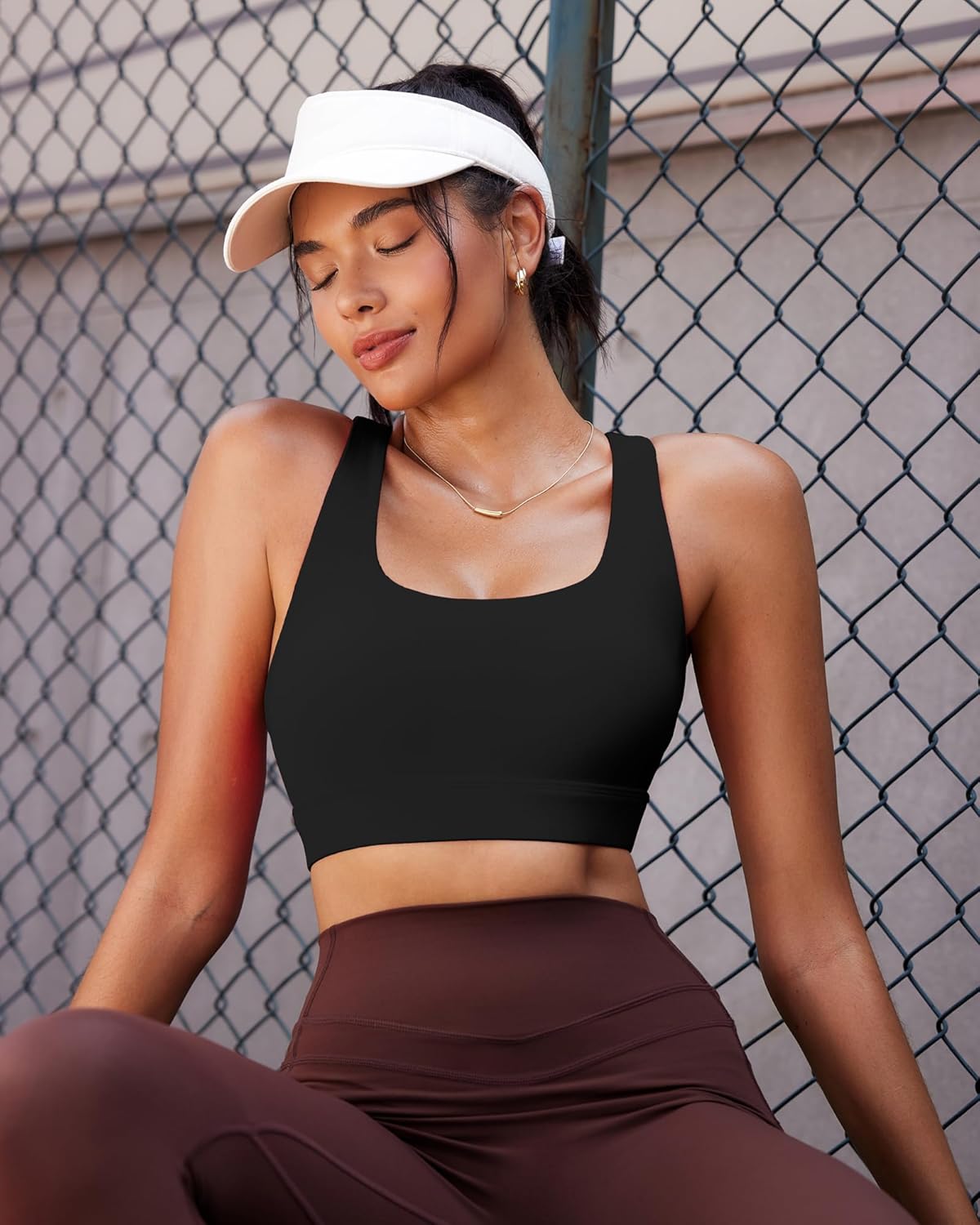 RUNNING GIRL High Support Sports Bra - Scoop Neck Strappy Design with Moulded Cups for Active Women
