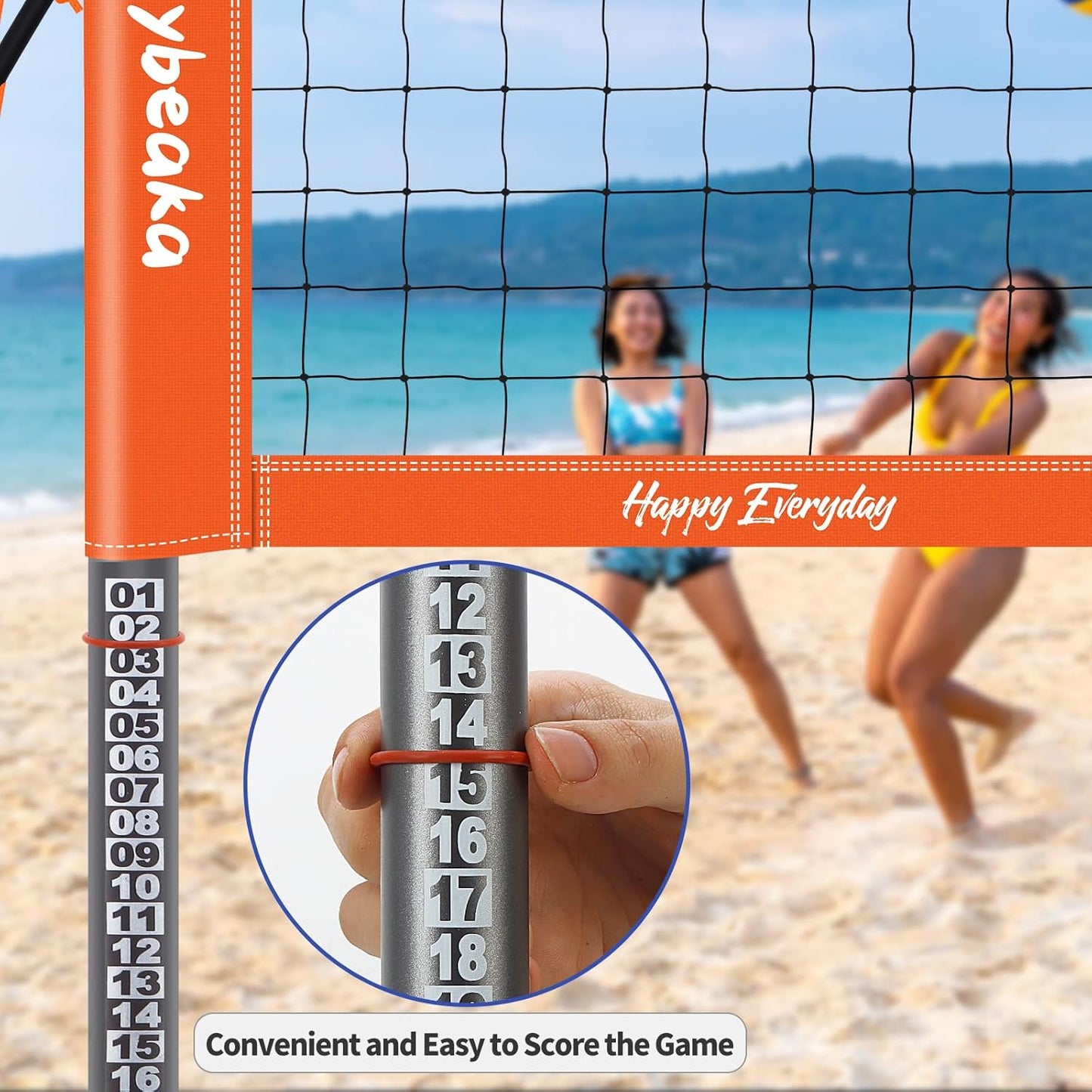 Regine Switzerland 20ft Portable Outdoor Volleyball Net Set - Heavy Duty Poles, Durable PE Net, Complete with Volleyball & Pump