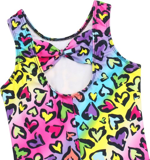 JESKIDS Girls' Gymnastics Leotards with Shorts - Stylish Biketards & Matching Hair Scrunchie | Ages 3-15