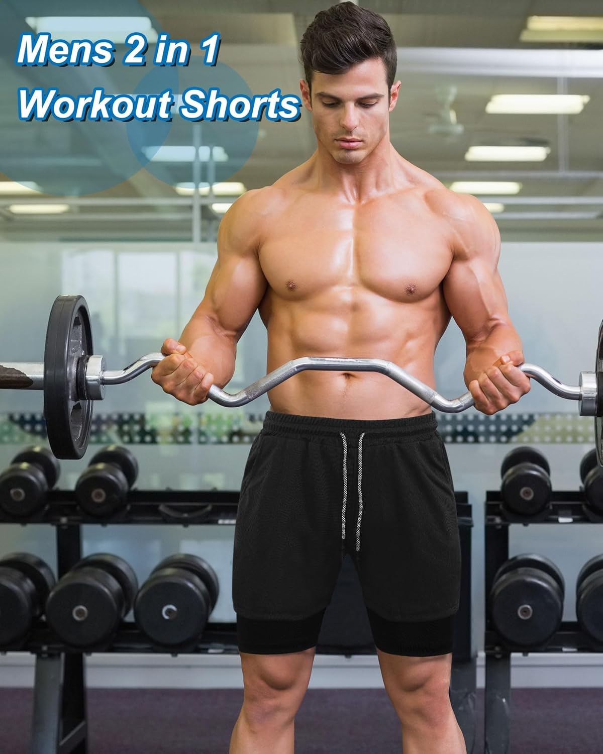 Sureio Men's 2-in-1 Quick Dry Workout Running Shorts - 5 Inch Athletic Gym Shorts with Liner & Pockets