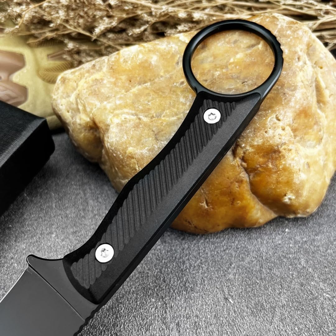 DIELUONAI 7.8" Fixed Blade Knife for Outdoor EDC,Full Tang 8Cr13Mov Steel with Mirror Finish,Non-Slip Grip Handle & Secure Kydex Sheath,Gift For Men